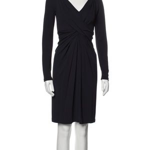 NWT Michael Kors Dress, Black MIDI Dress Faux Wrap Midi Dress long Sleeves